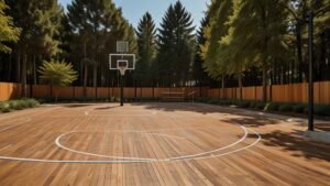 Composition of Outdoor Basketball Courts made of wood