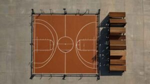 Composition of Outdoor Basketball Courts made of wood