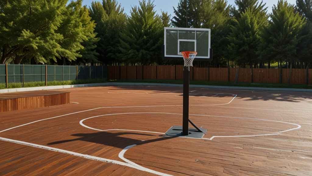 Composition of Outdoor Basketball Courts made of wood