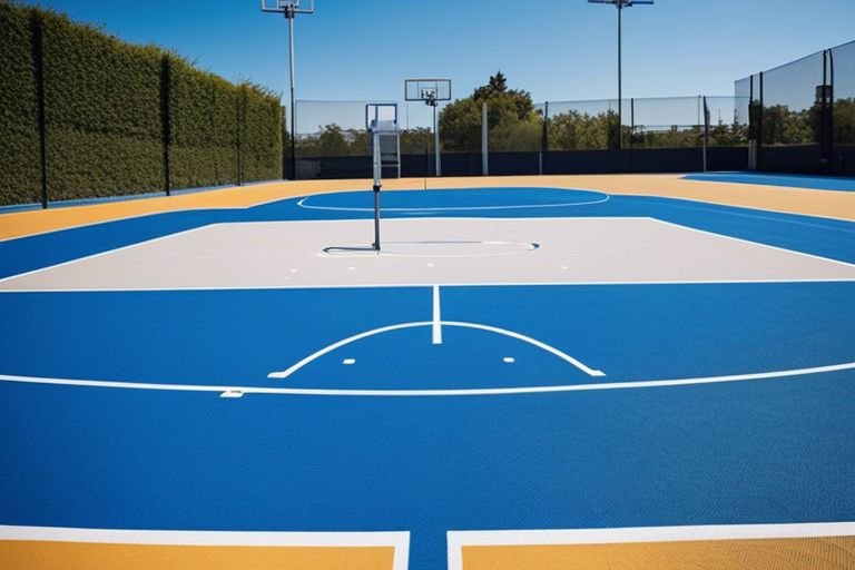 paint lines on outdoor basketball court
