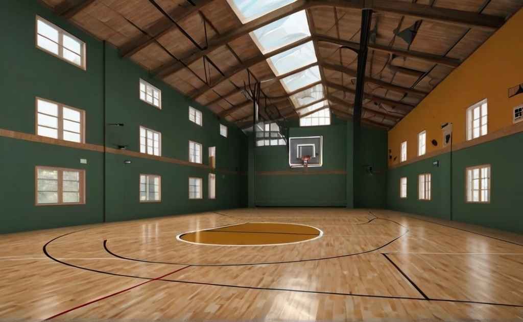 high ceiling for indoor basketball court