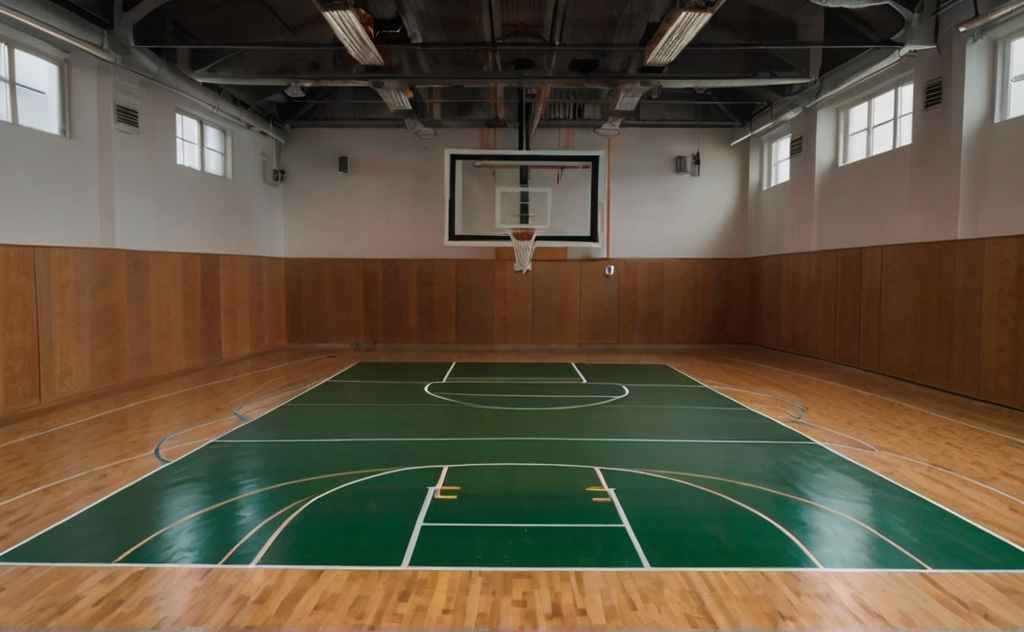 indoor basketball courts made of