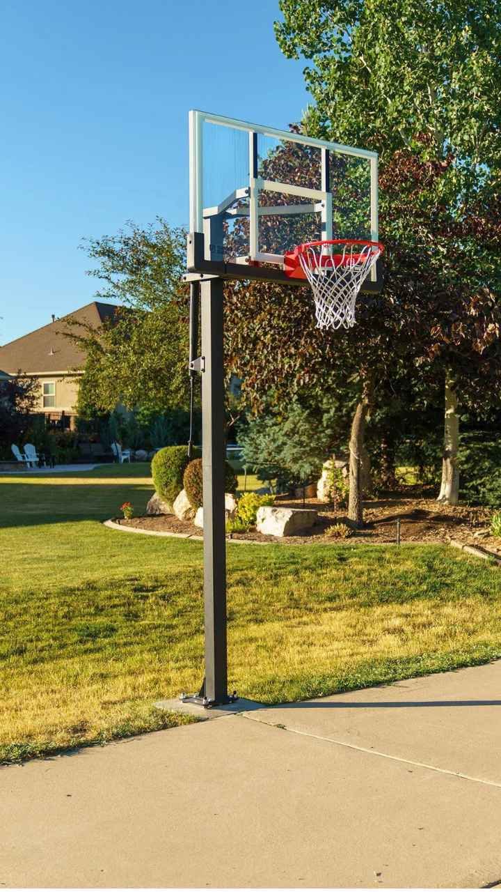 in-ground basketball hoop shaking