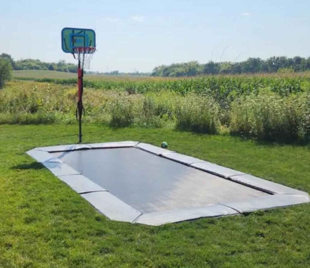 Trampoline Basketball Court Backyard