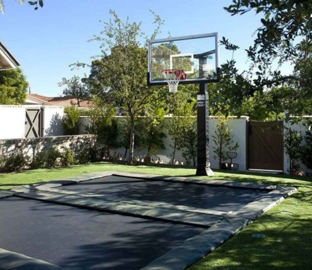 Trampoline Basketball Court Backyard