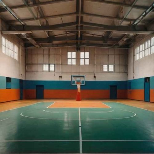 What is the color of indoor basketball court?