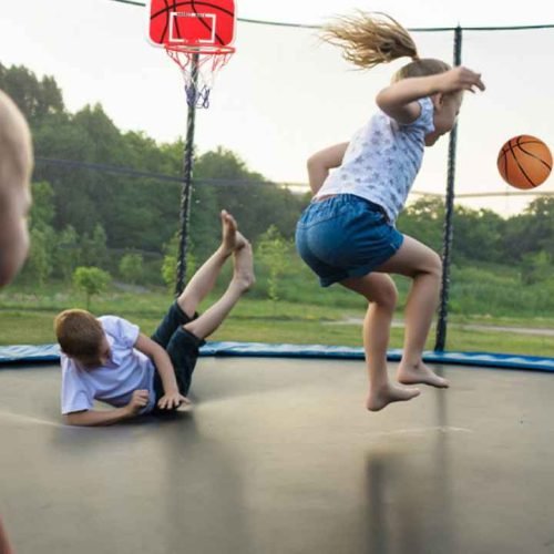 Replacement basketball hoop for trampoline