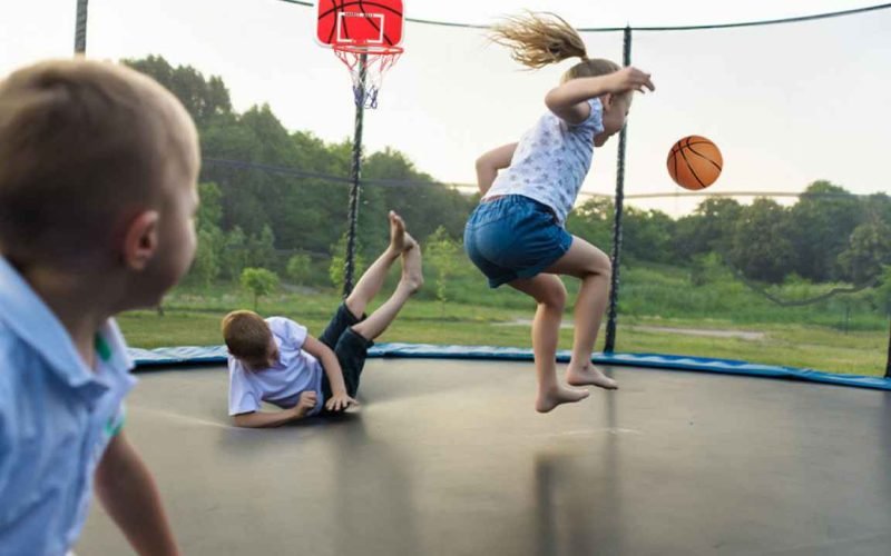 Replacement basketball hoop for trampoline